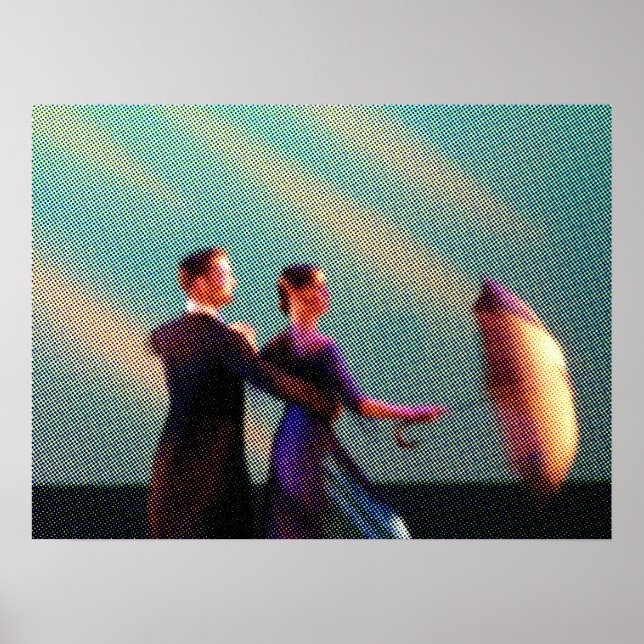Dancers with Umbrella (halftone) Poster (Front)