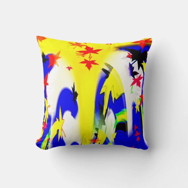 Dances with leaves throw pillow (Front)