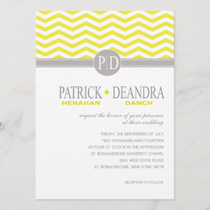Danch Chevron Monogram yellow Wedding Invitation