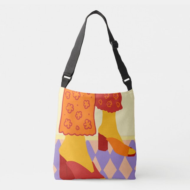 Dancing Across Checkered Dreams Crossbody Bag (Front)