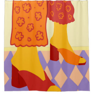 Dancing Across Checkered Dreams Shower Curtain