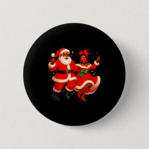 Dancing African Santa Mr Mrs Claus African America Button