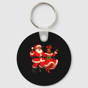 Dancing African Santa Mr Mrs Claus African America Keychain
