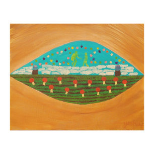 dancing amongst the falling cherries wood wall art