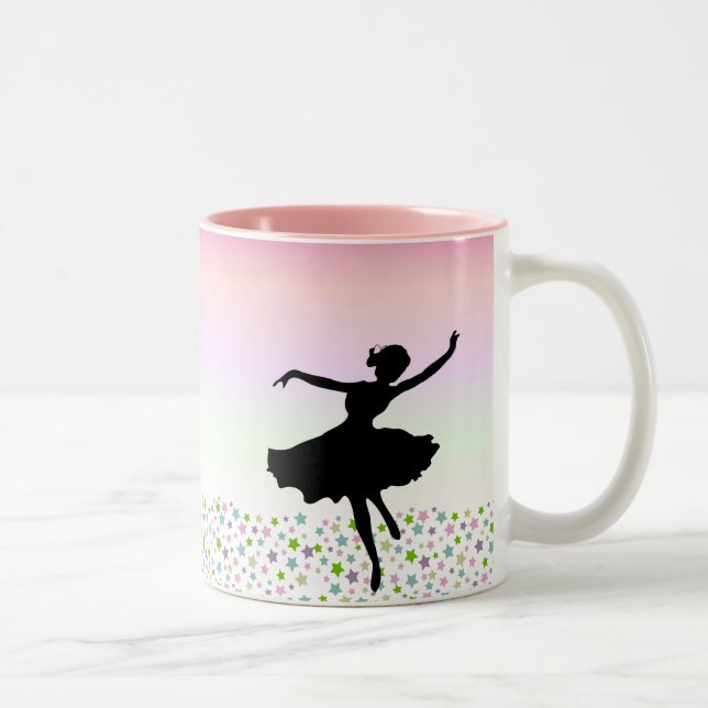 Dancing amongst the stars - pink sunset Two-Tone coffee mug (Right)