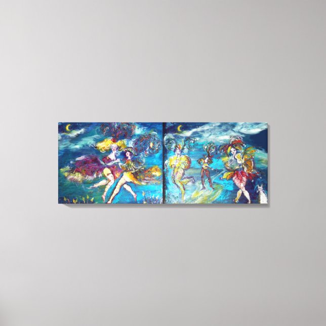 DANCING AND MUSIC IN THE NIGHT,blue pink fuchsia Canvas Print (Front)