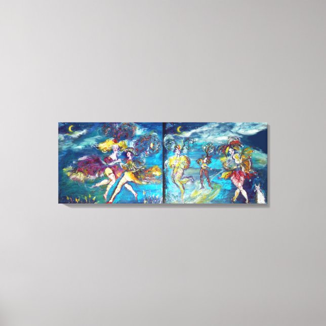 DANCING AND MUSIC IN THE NIGHT,blue pink fuchsia Canvas Print (Front)