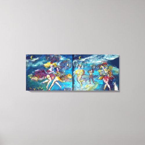 DANCING AND MUSIC IN THE NIGHTblue pink fuchsia Canvas Print