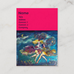 DANCING AND MUSIC IN THE NIGHT MONOGRAM, blue Business Card