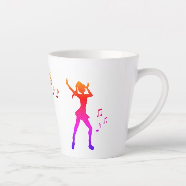 Dancing Anime Girl with Music Notes – Cool K-Pop  Latte Mug (Right)