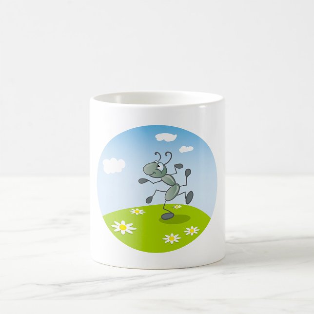 Dancing Ant on Grass with Flowers Coffee Mug (Creator Uploaded)