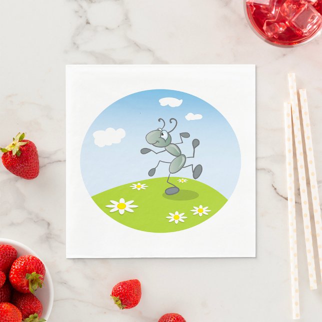 Dancing Ant on Grass with Flowers Napkins (Creator Uploaded)