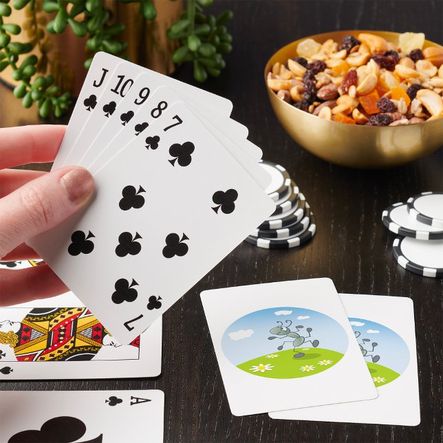 Dancing Ant on Grass with Flowers Poker Cards (Creator Uploaded)