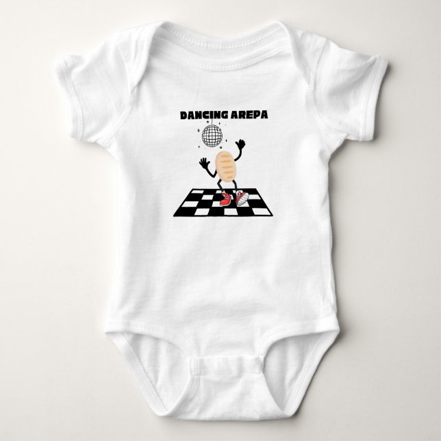 Dancing Arepa Funny Bilingual Venezuelan Arepa  Baby Bodysuit (Front)