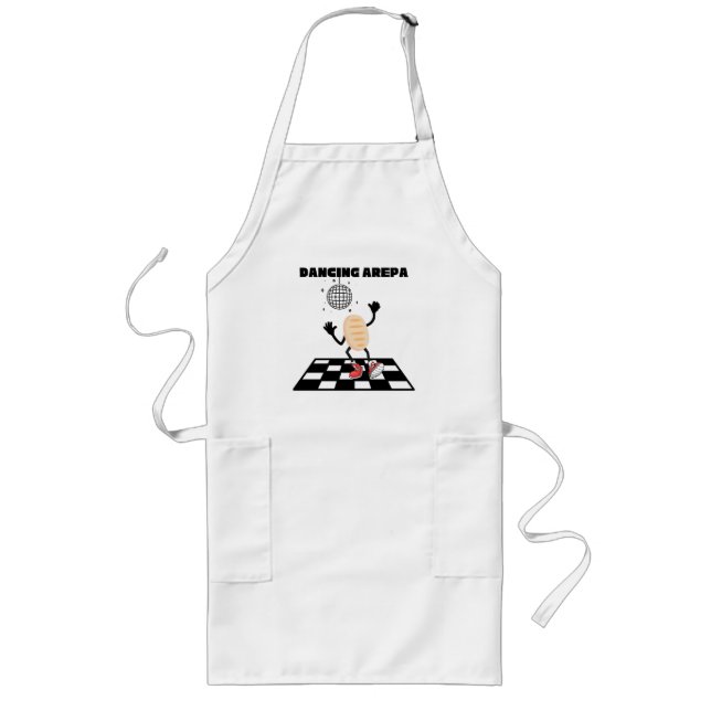 Dancing Arepa Funny Bilingual Venezuelan Arepa  Long Apron (Front)