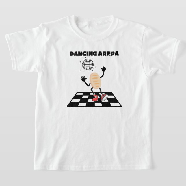 Dancing Arepa Funny Bilingual Venezuelan Arepa  T-Shirt (Laydown)