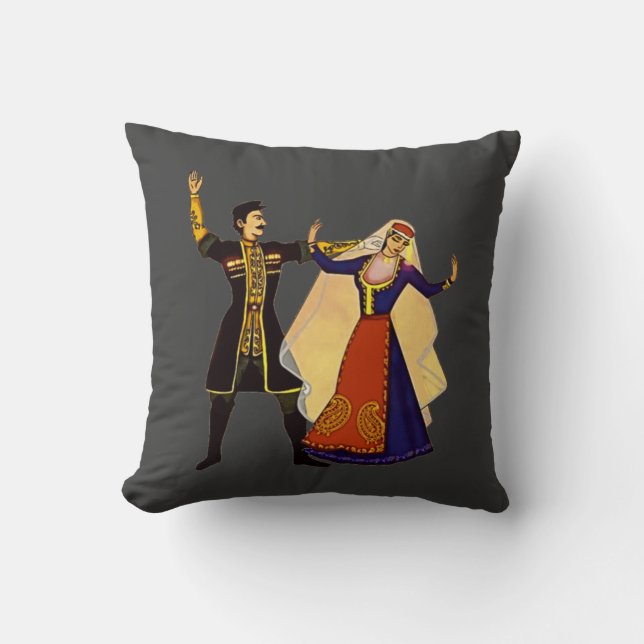 Dancing Armenian Throw Pillow (Front)