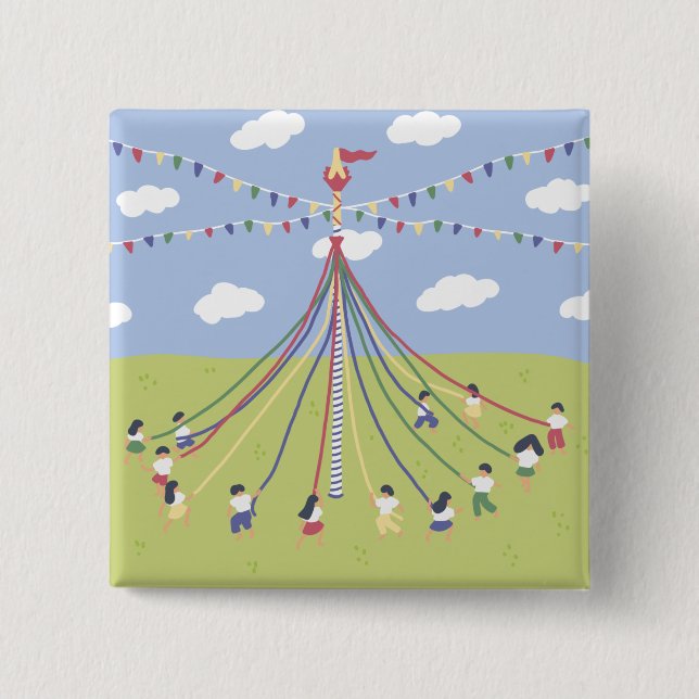 Dancing around Maypole Button (Front)