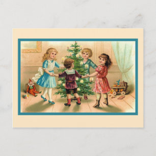 Dancing around the Christmas Tree Holiday Postcard