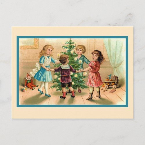 Dancing around the Christmas Tree Holiday Postcard