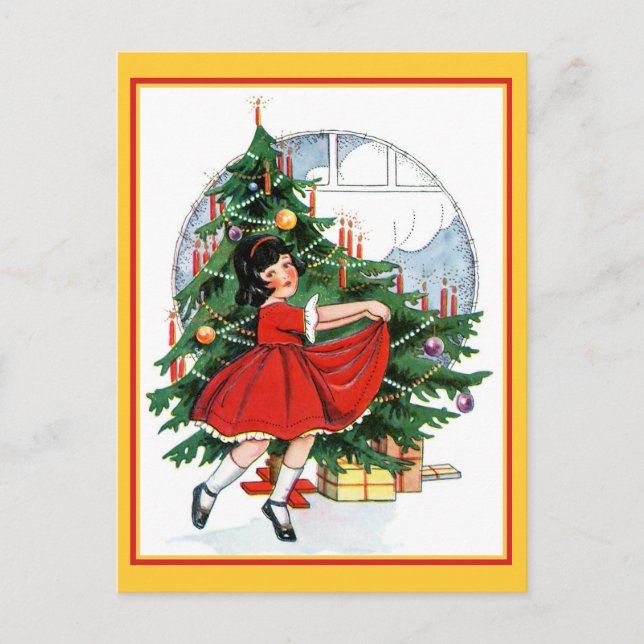 Dancing Around the Christmas Tree Holiday Postcard (Front)
