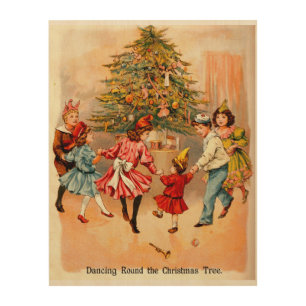 Dancing Around the Christmas Tree Holiday Wood Wall Art