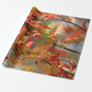 Dancing autumn leaves wrapping paper