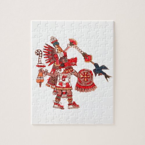 Dancing Aztec shaman warrior Jigsaw Puzzle