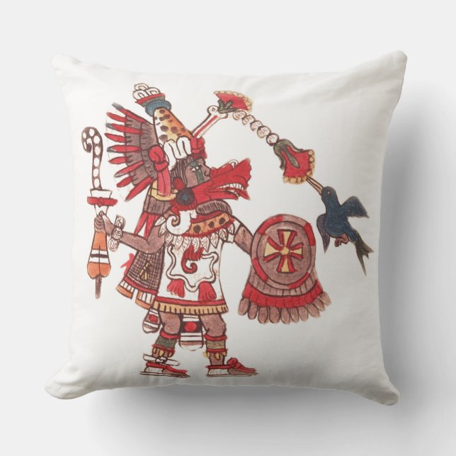 Dancing Aztec shaman warrior Throw Pillow (Front)