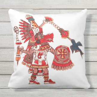 Dancing Aztec shaman warrior Throw Pillow