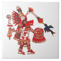 Dancing Aztec shaman warrior Tile