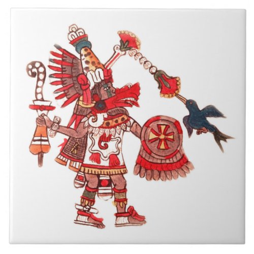 Dancing Aztec shaman warrior Tile