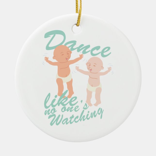 Dancing Babies Ceramic Ornament (Front)