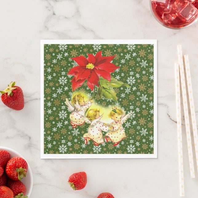 Dancing Baby Angels with Snowflakes Napkins (Insitu)