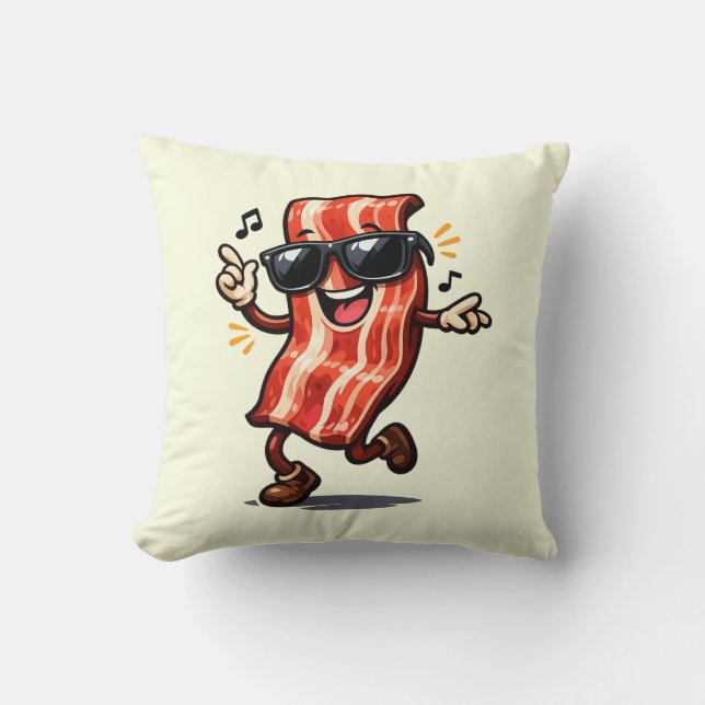Dancing Bacon Throw Pillow (Front)