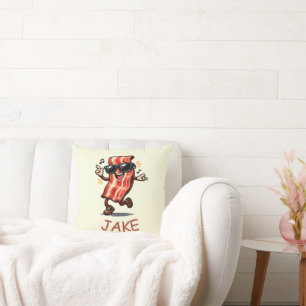 Dancing Bacon Throw Pillow
