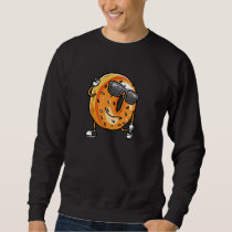 Dancing Bagel Funny Food Humor Baker Snack Enthusi Sweatshirt