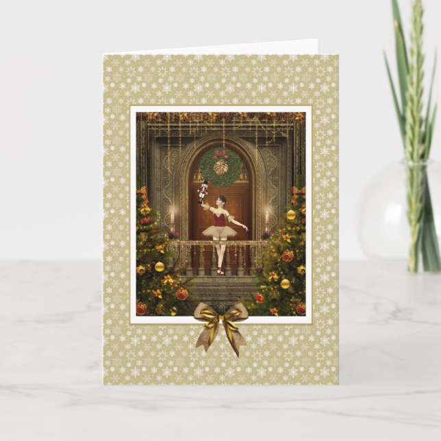 Dancing Ballerina and Nutcracker Blank Card (Front)