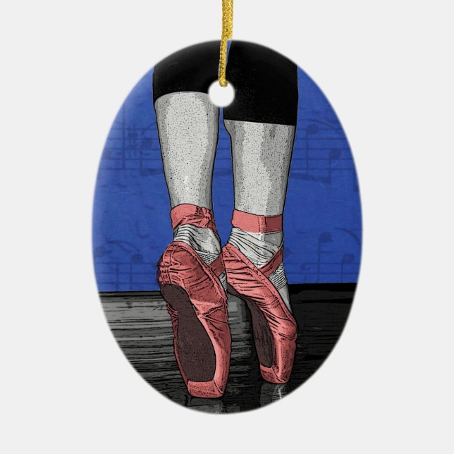 Dancing Ballerina Ballet Shoes Ceramic Ornament (Front)