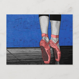 Dancing Ballerina Ballet Shoes Postcard