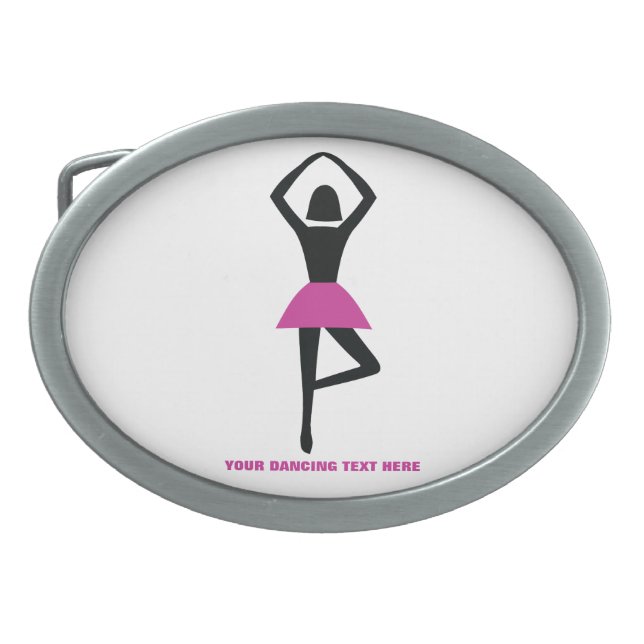 Dancing ballerina black, hot pink custom belt buckle (Front)