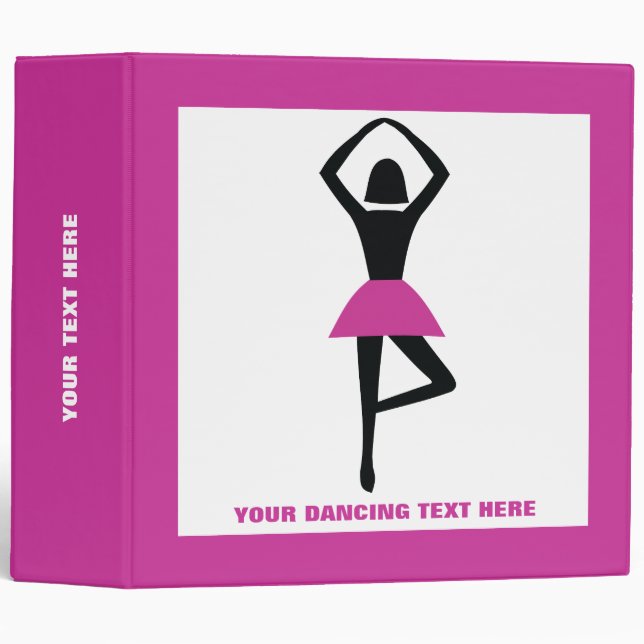 Dancing ballerina black, hot pink custom binder (Front/Spine)