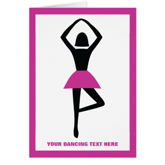 Dancing ballerina black, hot pink custom cards (Front)