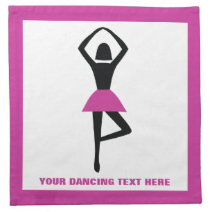 Dancing ballerina black, hot pink custom napkin