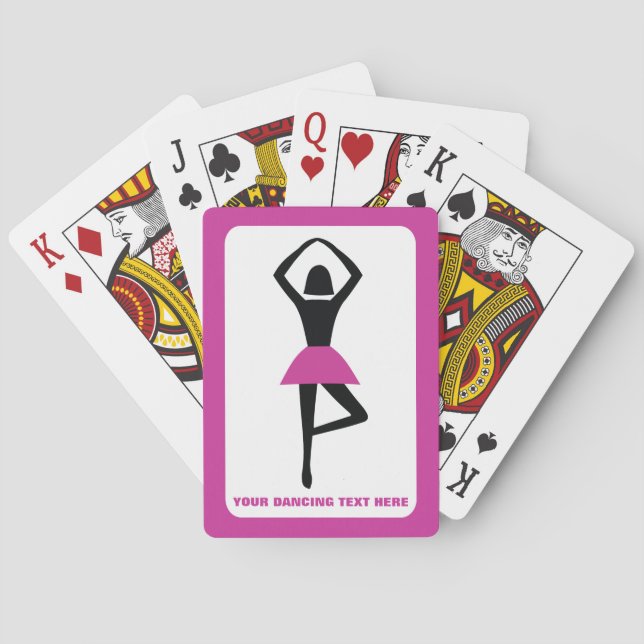 Dancing ballerina black, hot pink custom poker cards (Back)