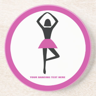 Dancing ballerina black, hot pink custom sandstone coaster