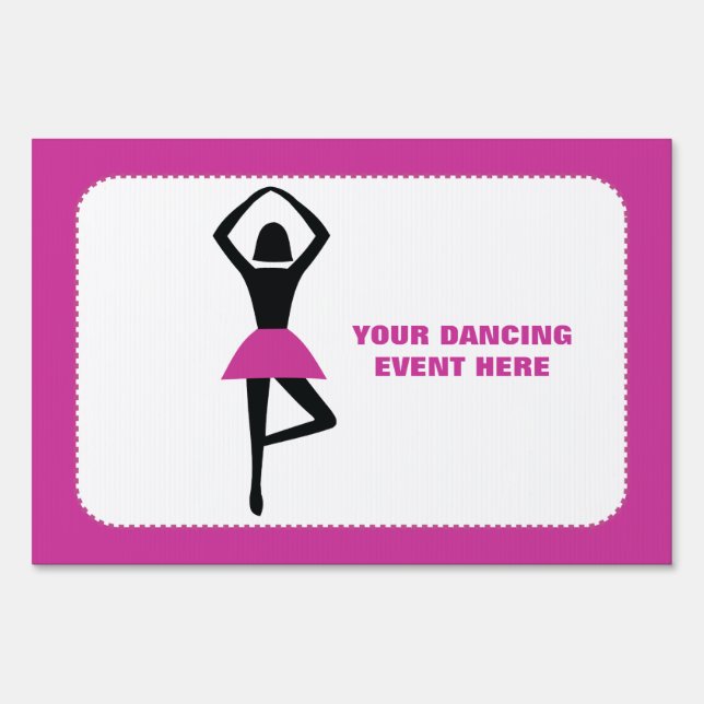 Dancing ballerina black, hot pink custom sign (Front)