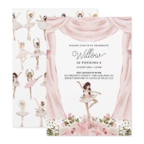 Dancing Ballerina Girl Birthday Party Invitation