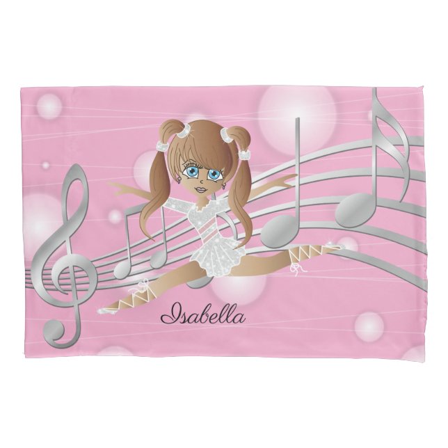 Dancing Ballerina Girl - Brunette Pillow Case (Front)
