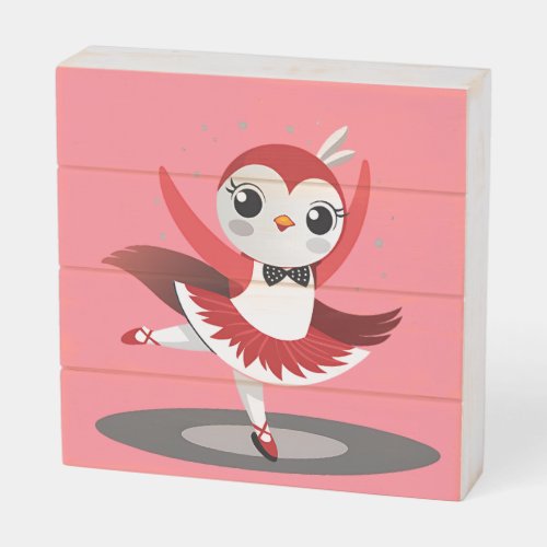 Dancing Ballerina Penguin Wooden Box Sign